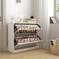2 Tier Mirror Shoe Storage Cabinet for Entryway, Flip Door Design Shoe Cabinet