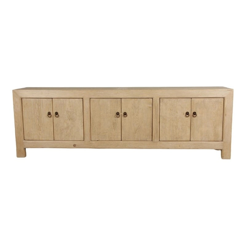 Meuble de rangement 6 portes en pin fait à la main de 221 cm avec fini patiné