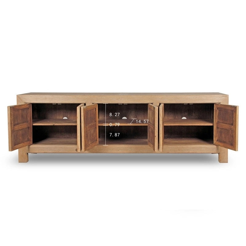 Meuble de rangement 6 portes en pin fait à la main de 221 cm avec fini patiné