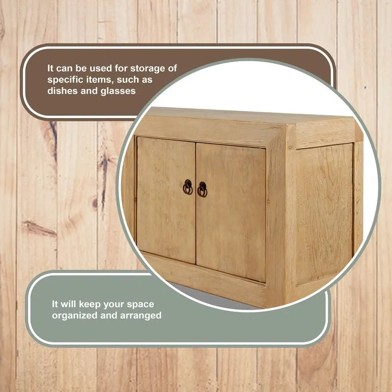 Meuble de rangement 6 portes en pin fait à la main de 221 cm avec fini patiné