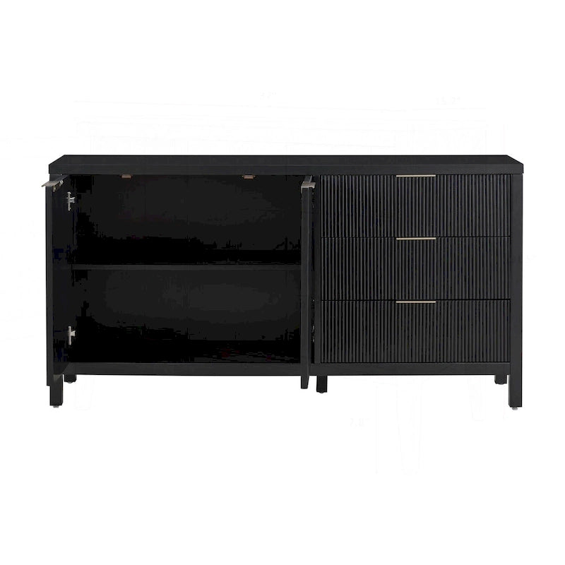 Buffet motif vague avec accents en matériaux mélangés