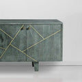 Dane River of Goods Grey and Gold-Colored Wood Cabinet with Metal Hardware - 54 x 13 x 20
