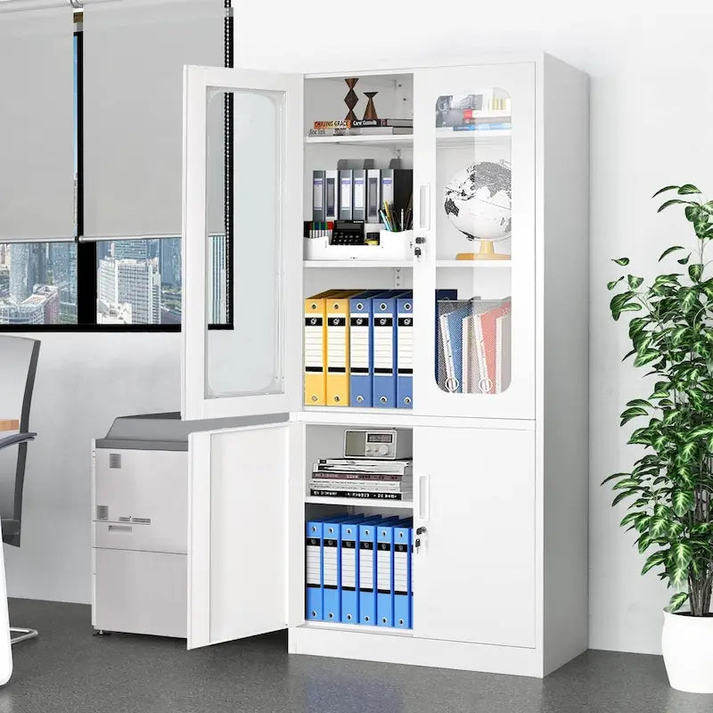 Meuble de Rangement en Métal à 5 Niveaux, Vitrine avec Portes Verrouillables et Étagères Réglables