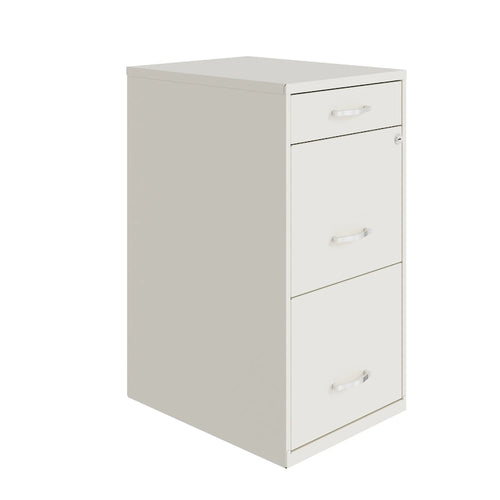Space Solutions 18 Deep 3 Drawer Metal File Cabinet, Pearl White