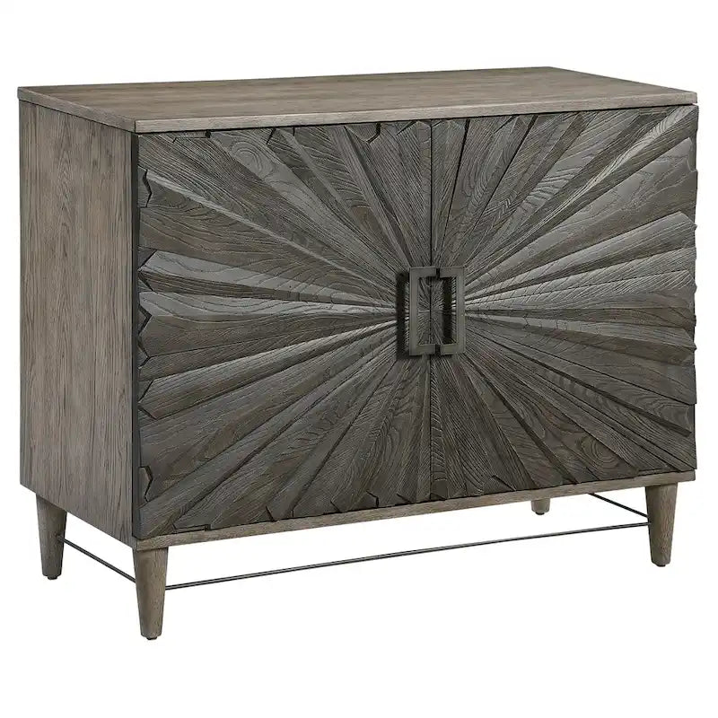 Armoire de rangement 2 portes avec motif étoile sur les portes | Finition Chêne Gris et Canon de Fusil