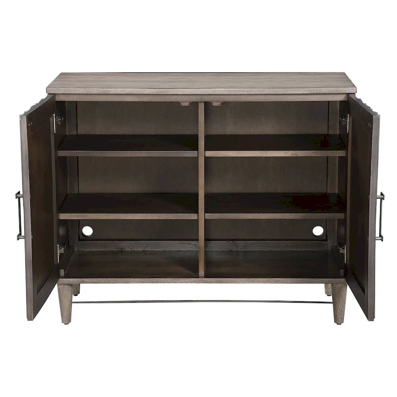 Armoire de rangement 2 portes avec motif étoile sur les portes | Finition Chêne Gris et Canon de Fusil