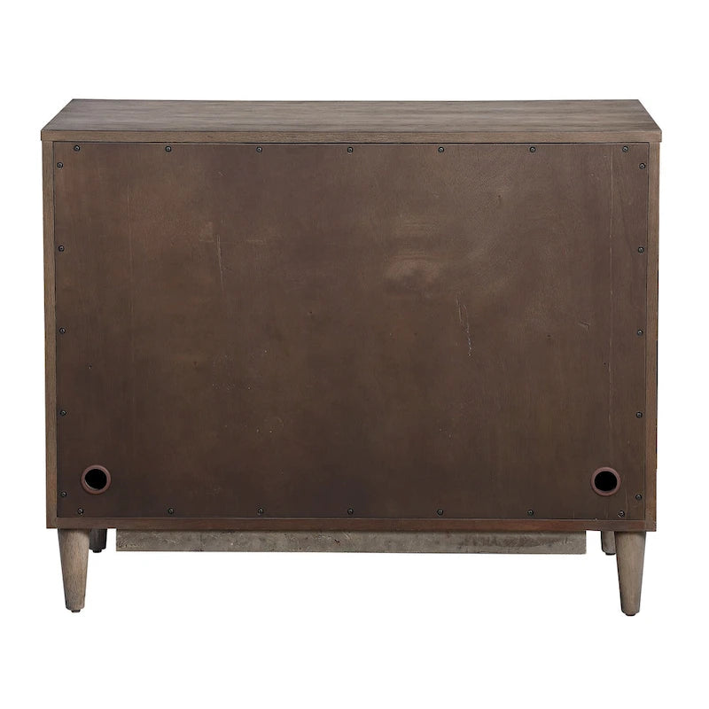 Armoire de rangement 2 portes avec motif étoile sur les portes | Finition Chêne Gris et Canon de Fusil