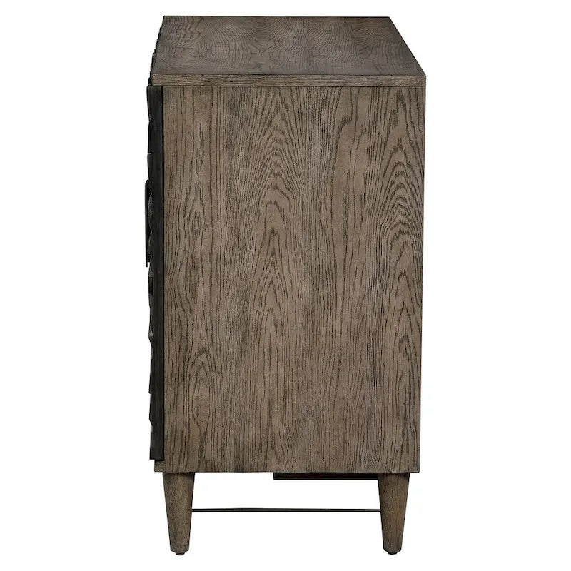 Armoire de rangement 2 portes avec motif étoile sur les portes | Finition Chêne Gris et Canon de Fusil