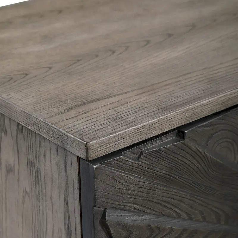 Armoire de rangement 2 portes avec motif étoile sur les portes | Finition Chêne Gris et Canon de Fusil