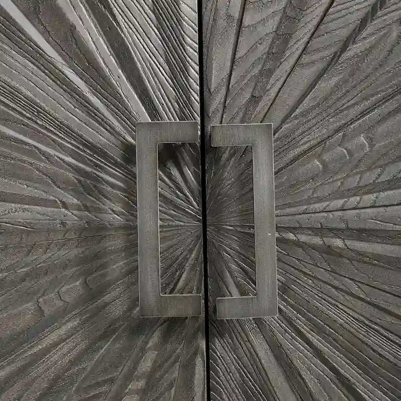 Armoire de rangement 2 portes avec motif étoile sur les portes | Finition Chêne Gris et Canon de Fusil