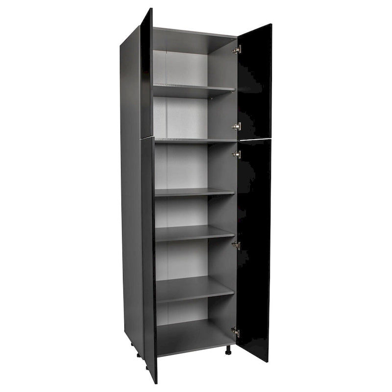 Armoire de rangement haute à 4 portes avec étagères réglables et charnières à fermeture douce