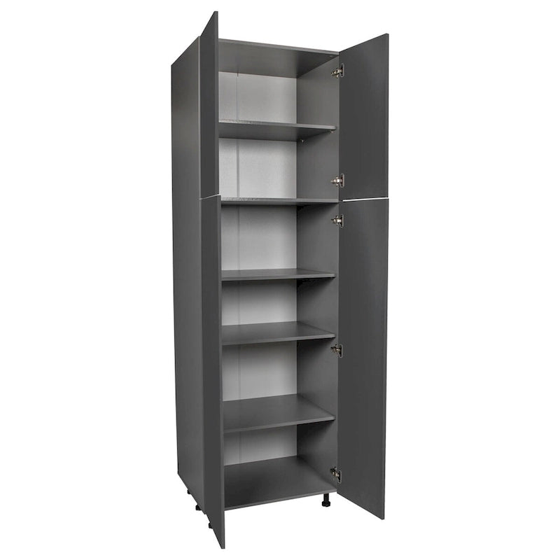 Armoire de rangement haute à 4 portes avec étagères réglables et charnières à fermeture douce