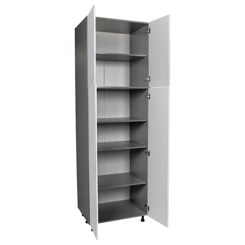 Armoire de rangement haute à 4 portes avec étagères réglables et charnières à fermeture douce