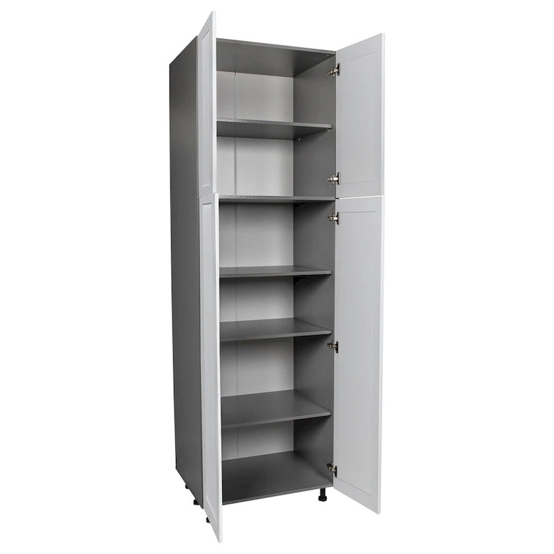 Armoire de rangement haute à 4 portes avec étagères réglables et charnières à fermeture douce