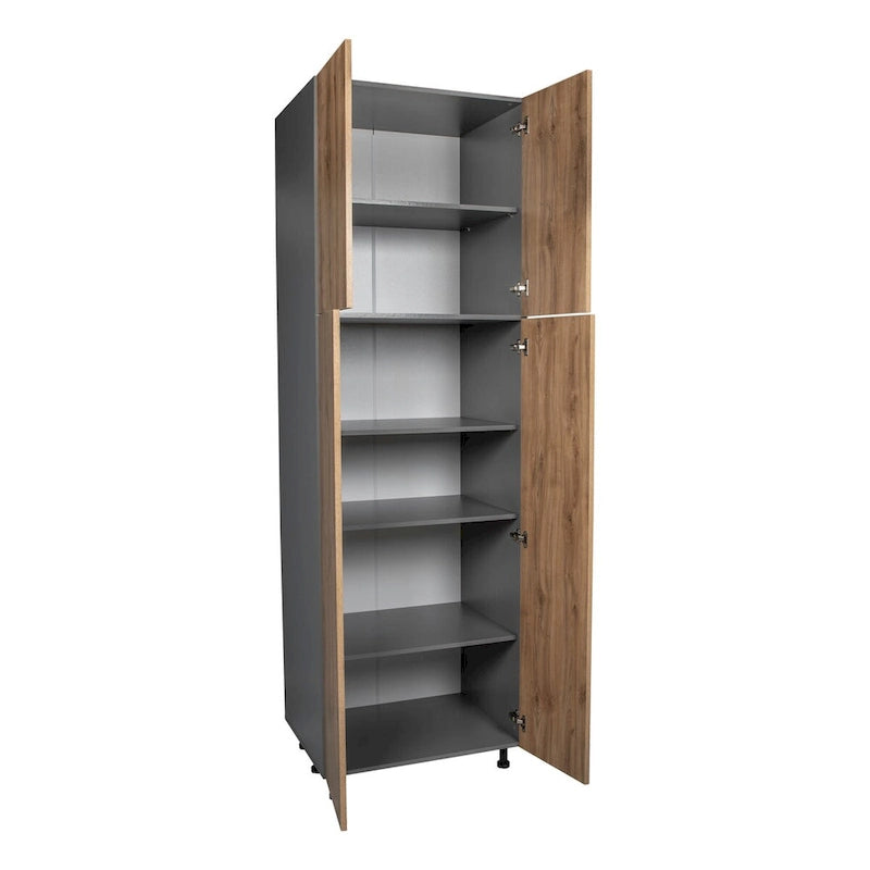 Armoire de rangement haute à 4 portes avec étagères réglables et charnières à fermeture douce