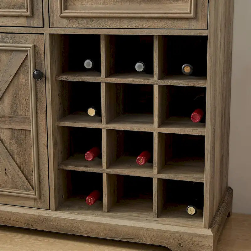 Buffet de ferme avec casier à vin et deux tiroirs