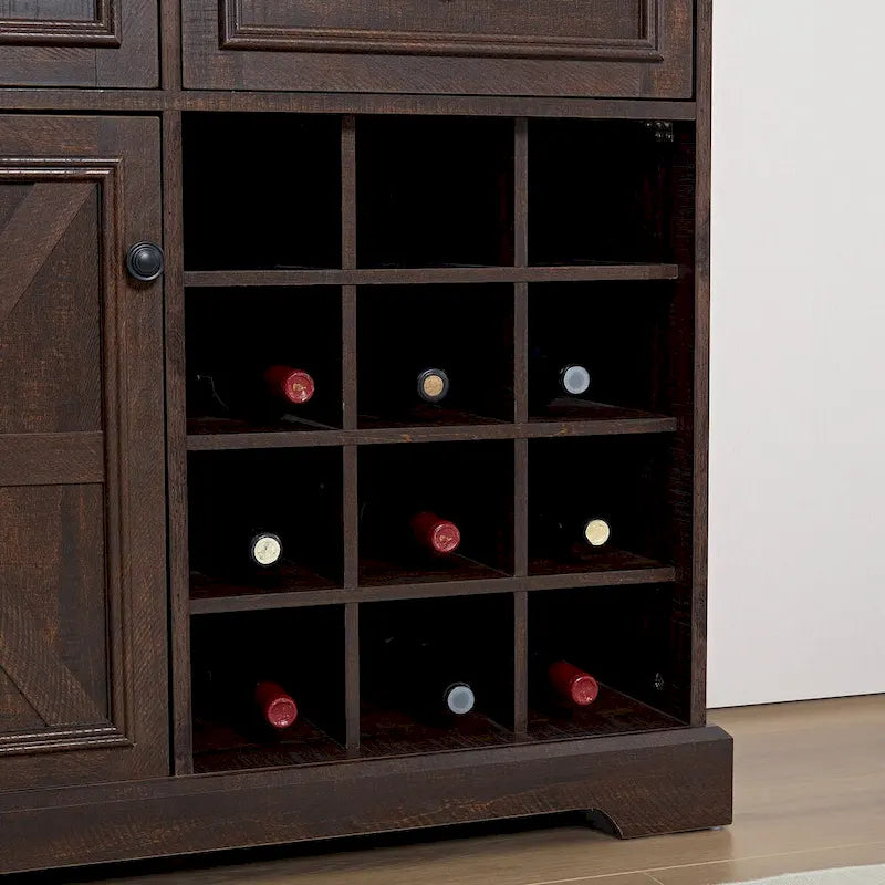 Buffet de ferme avec casier à vin et deux tiroirs