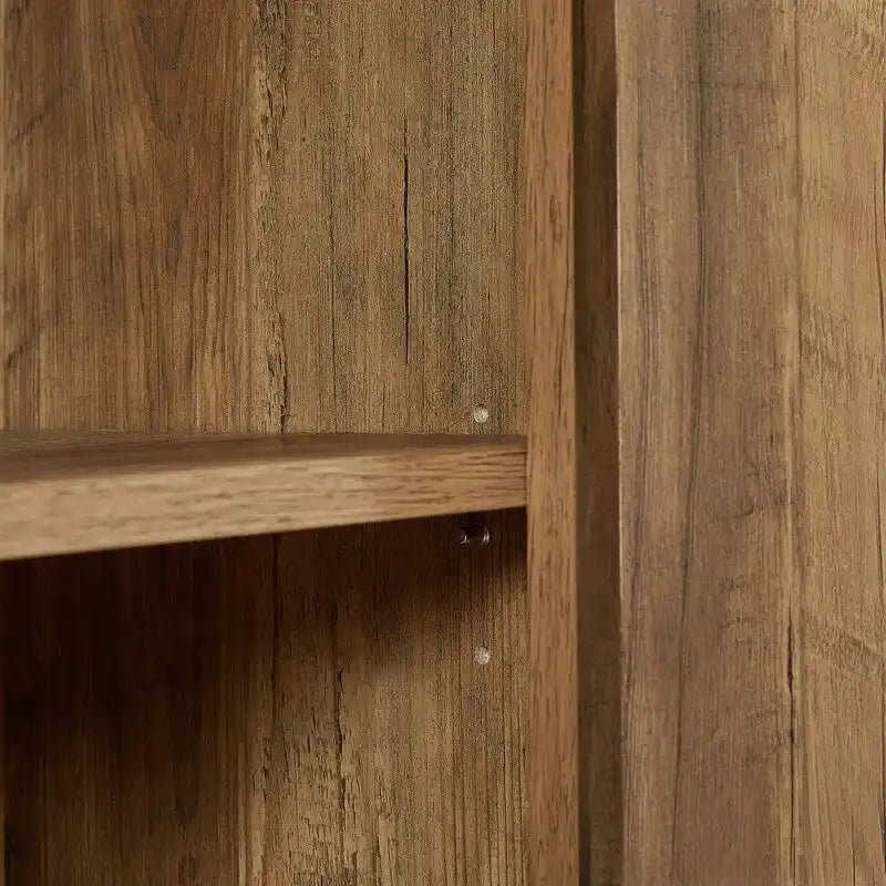Bahut 65" à 4 portes effet rotin avec intérieur réglable à 3 niveaux