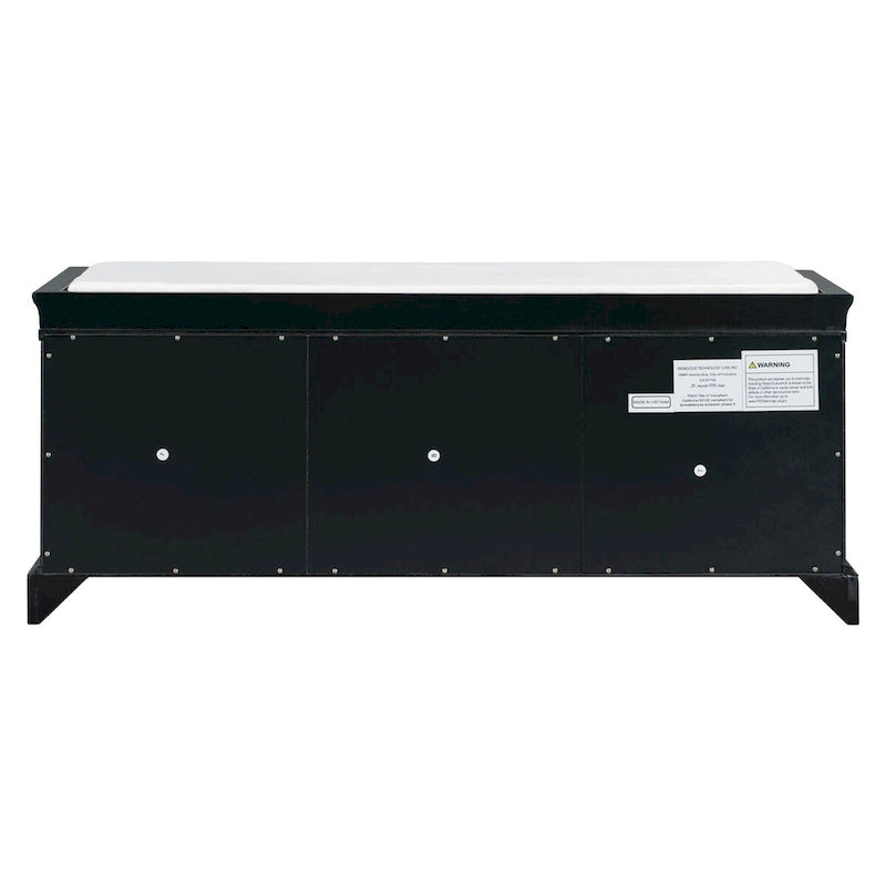 Banc de rangement d'entrée avec coussin amovible, 2 tiroirs et 2 portes d'armoire