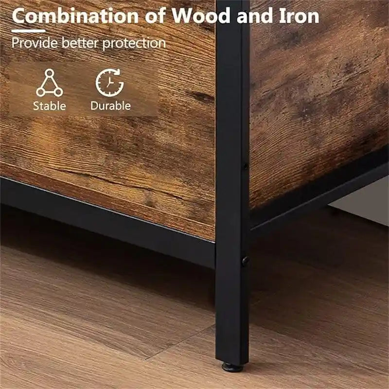 Banc de rangement en similicuir capitonné losanges avec cadre en bois manufacturé et métal