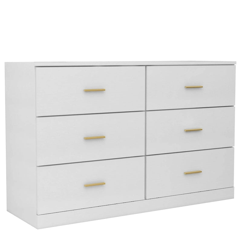 Commode large à 6 tiroirs, 2 colonnes, pour chambre à coucher