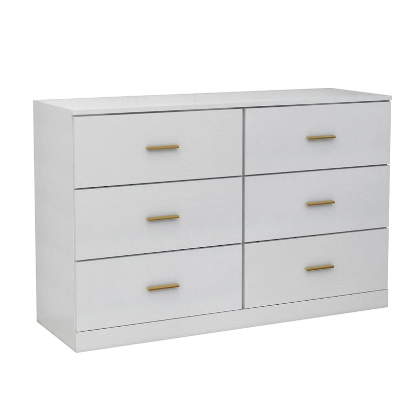 Commode large à 6 tiroirs, 2 colonnes, pour chambre à coucher
