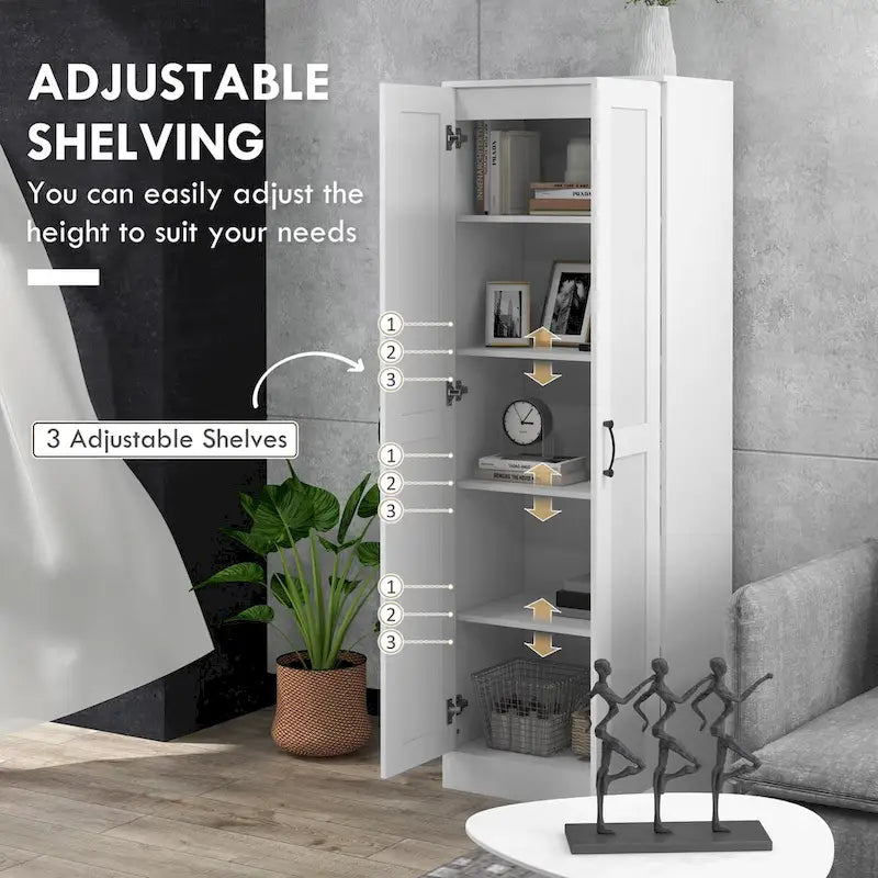 Armoire de rangement de 175 cm avec portes à fermeture douce et étagères réglables