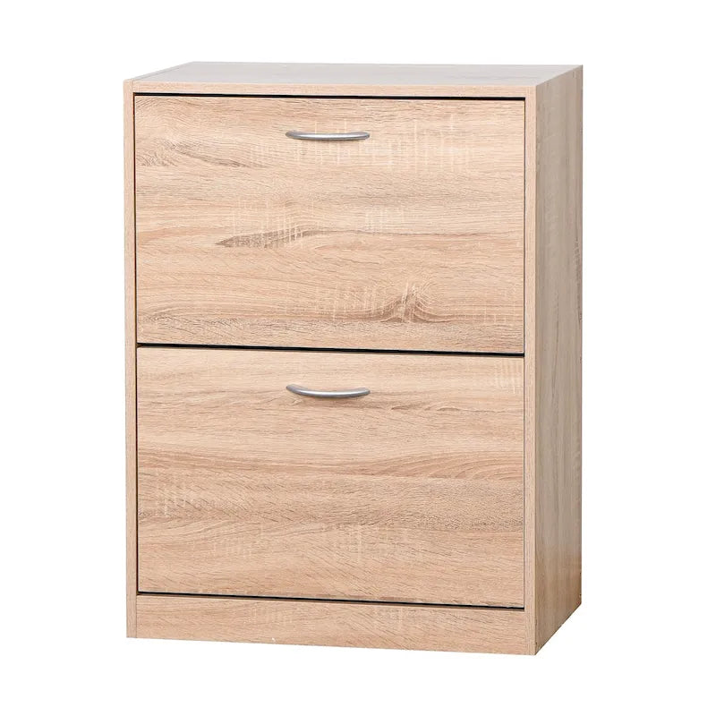 Meuble à chaussures avec portes abattantes, intérieur à 4 niveaux et étagère supérieure
