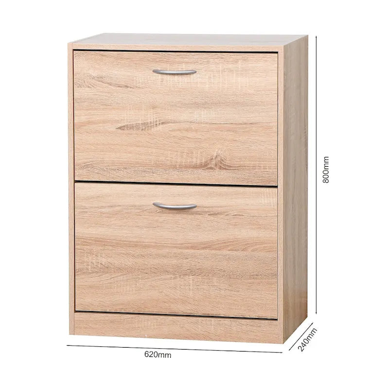 Meuble à chaussures avec portes abattantes, intérieur à 4 niveaux et étagère supérieure