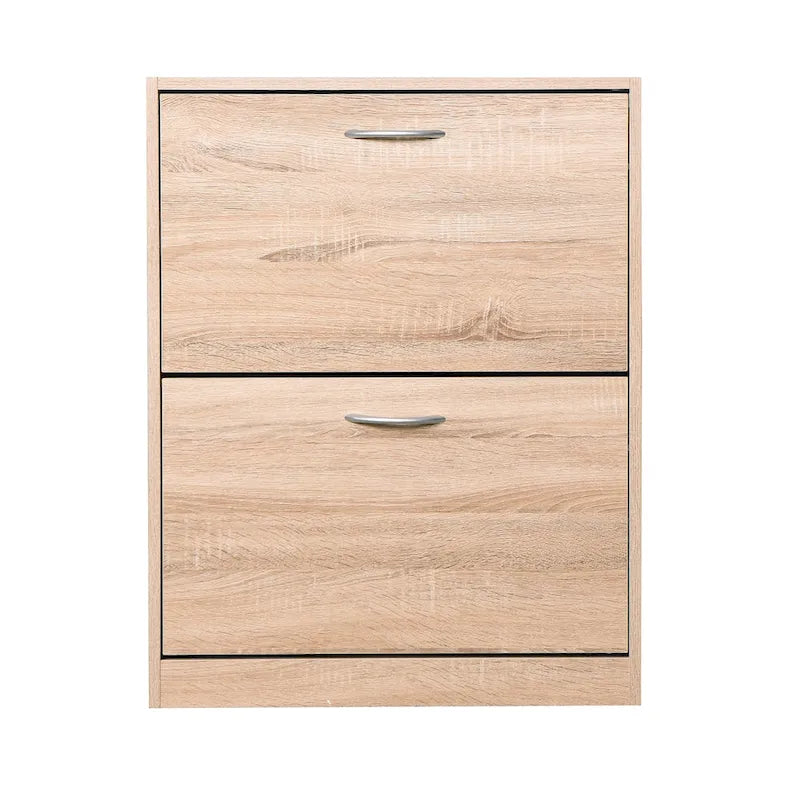 Meuble à chaussures avec portes abattantes, intérieur à 4 niveaux et étagère supérieure