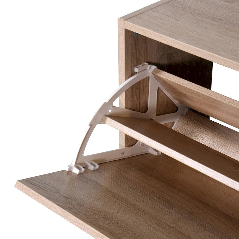 Meuble à chaussures avec portes abattantes, intérieur à 4 niveaux et étagère supérieure