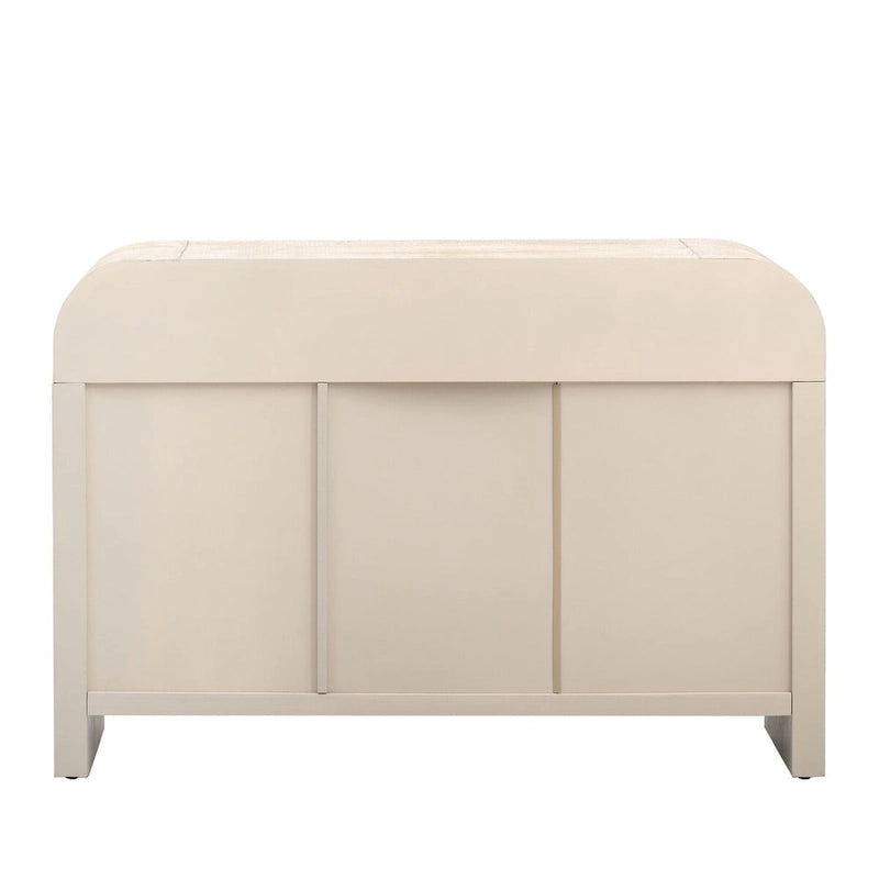 Buffet incurvé avec étagères réglables et poignées dorées
