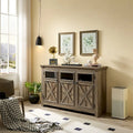 Buffet 3 portes en bois avec poignées en métal