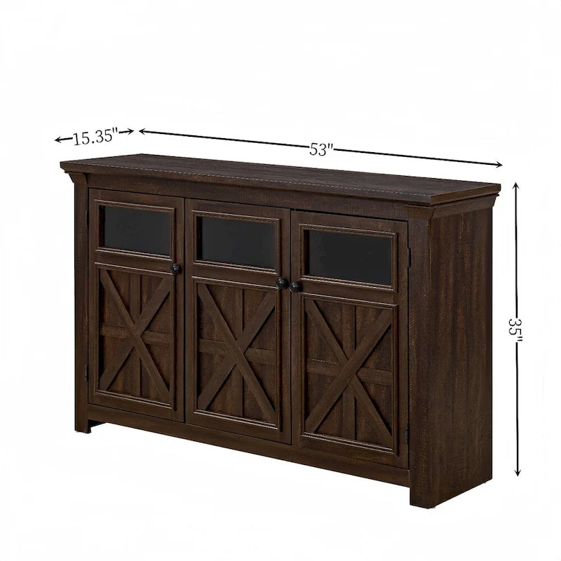 Buffet 3 portes en bois avec poignées en métal