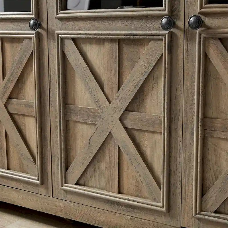Buffet 3 portes en bois avec poignées en métal
