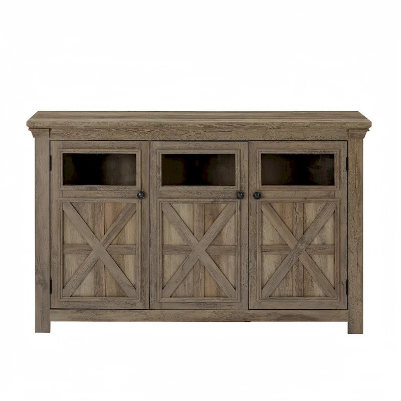 Buffet 3 portes en bois avec poignées en métal