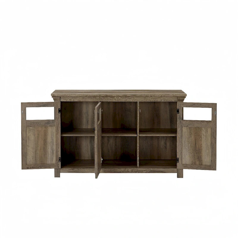 Buffet 3 portes en bois avec poignées en métal