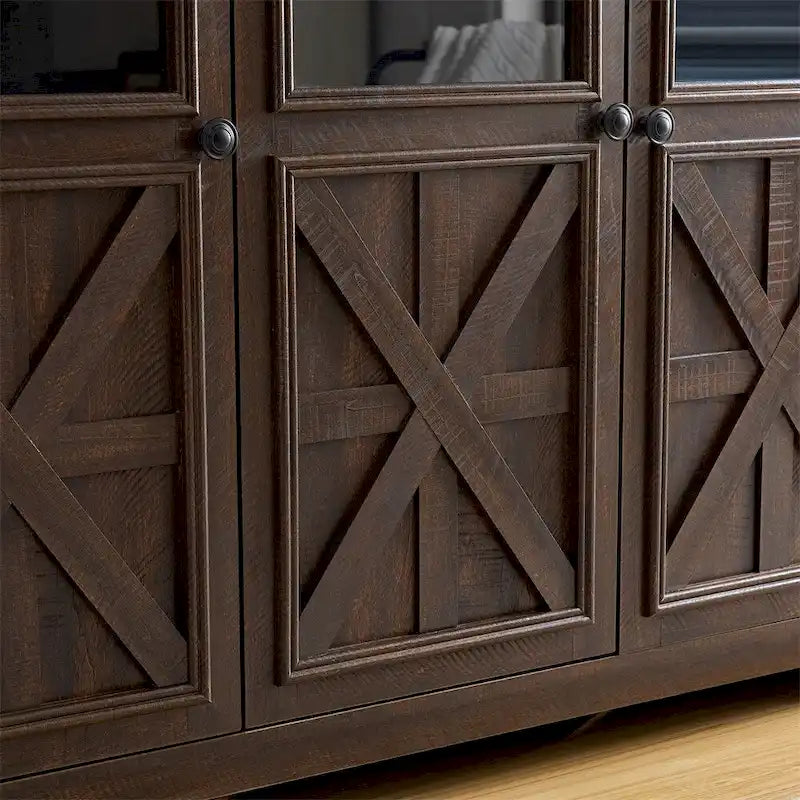 Buffet 3 portes en bois avec poignées en métal