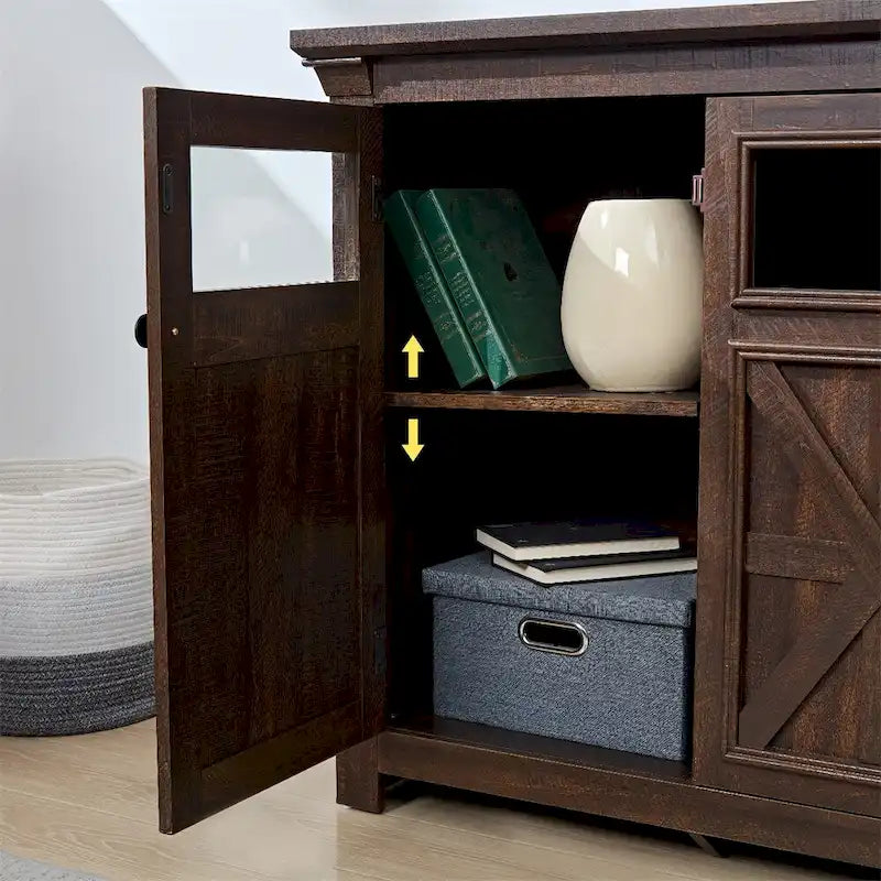 Buffet 3 portes en bois avec poignées en métal