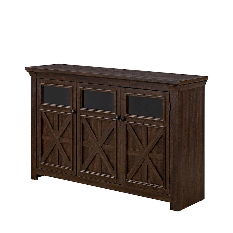 Buffet 3 portes en bois avec poignées en métal