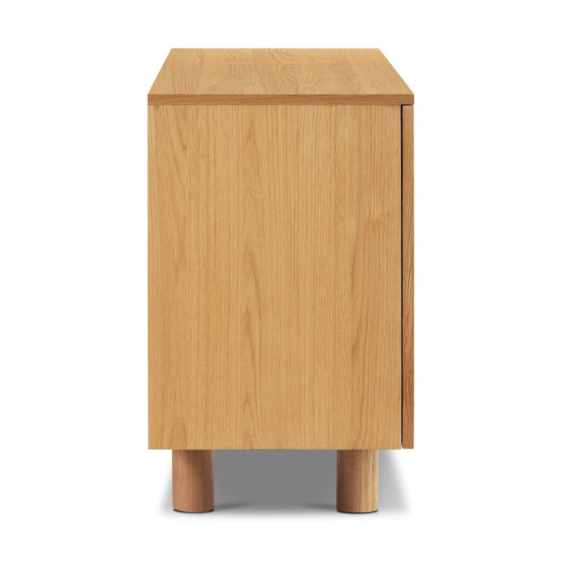 Buffet en chêne de 178 cm avec portes à cannage et détails en arche | Finition naturelle
