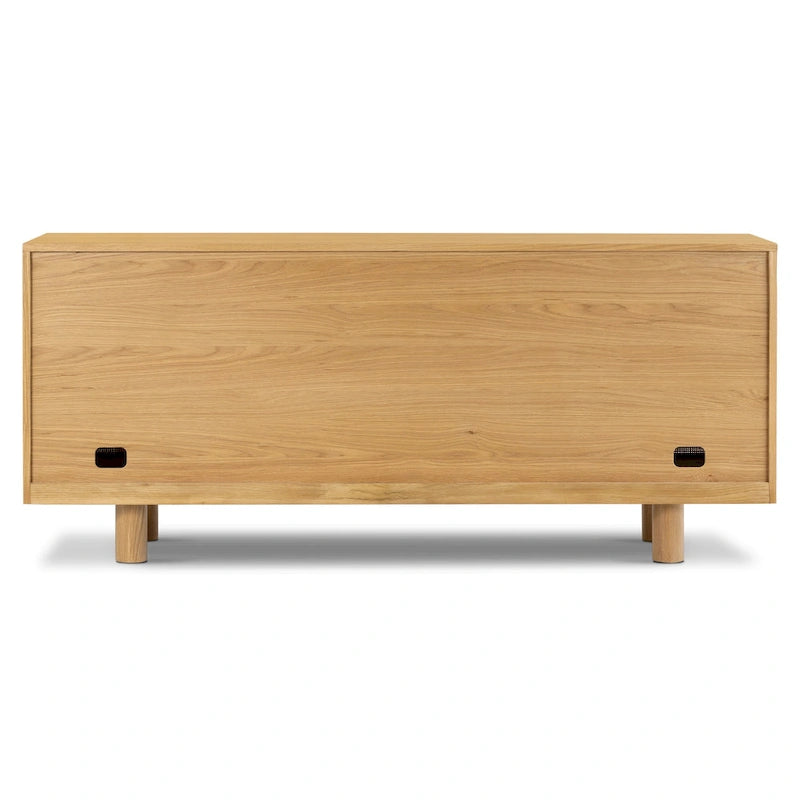 Buffet en chêne de 178 cm avec portes à cannage et détails en arche | Finition naturelle