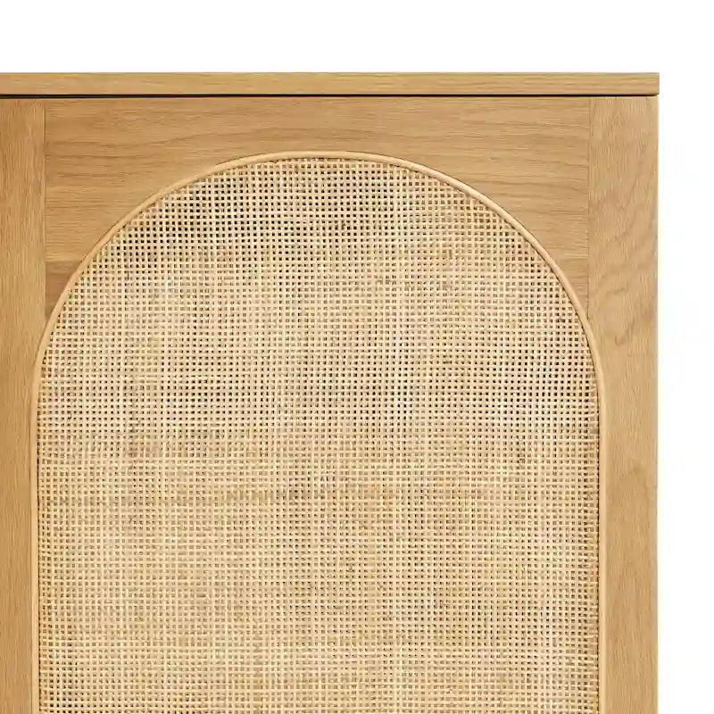 Buffet en chêne de 178 cm avec portes à cannage et détails en arche | Finition naturelle