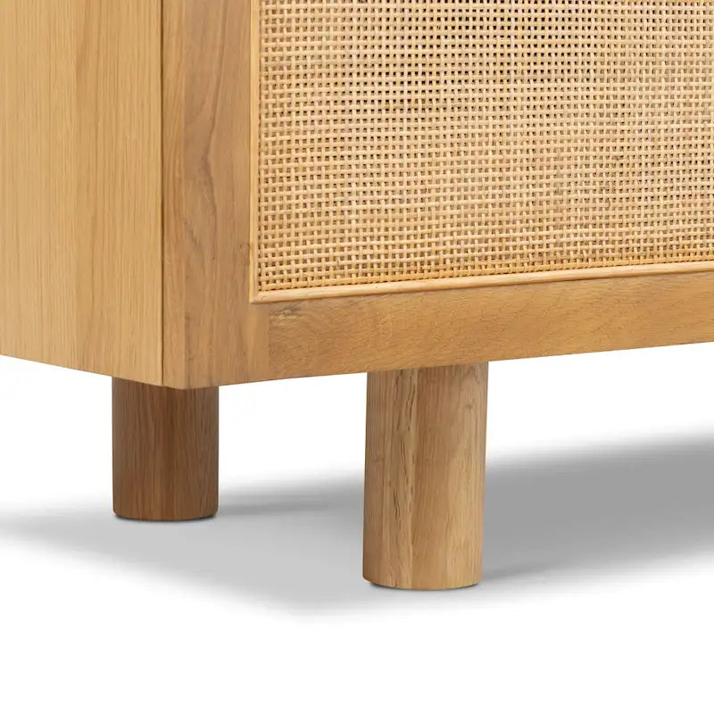 Buffet en chêne de 178 cm avec portes à cannage et détails en arche | Finition naturelle