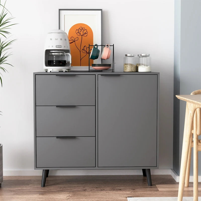 Bahut de style Mid-Century avec 3 tiroirs et une étagère réglable