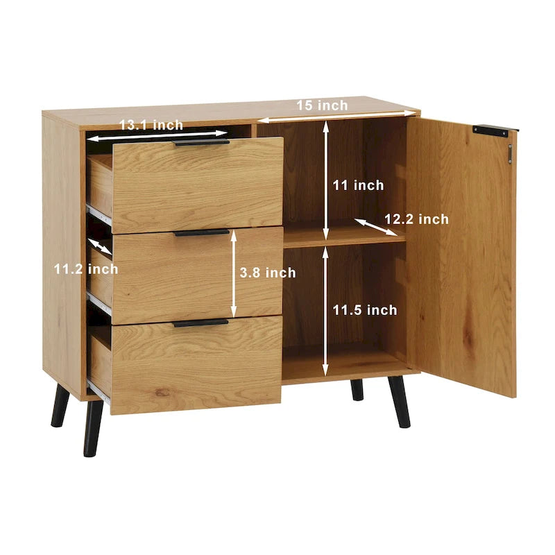 Bahut de style Mid-Century avec 3 tiroirs et une étagère réglable