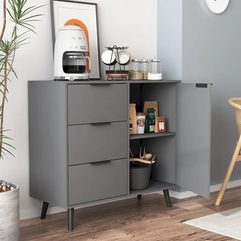 Bahut de style Mid-Century avec 3 tiroirs et une étagère réglable