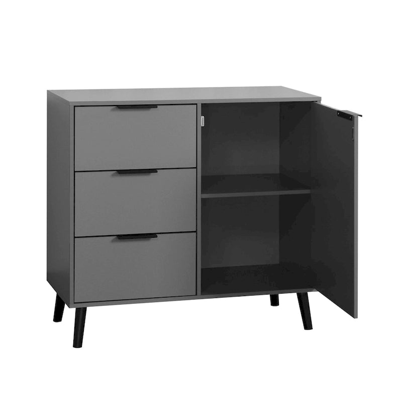 Bahut de style Mid-Century avec 3 tiroirs et une étagère réglable