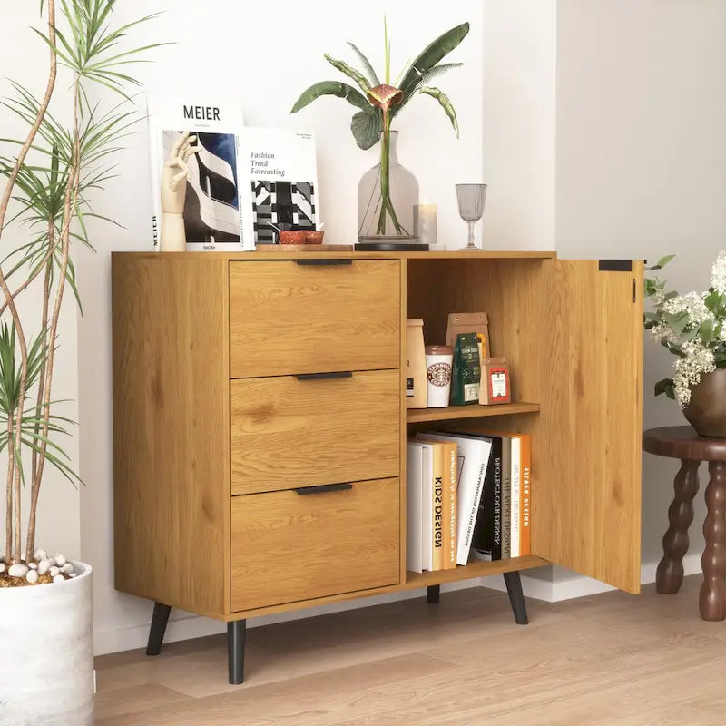 Bahut de style Mid-Century avec 3 tiroirs et une étagère réglable