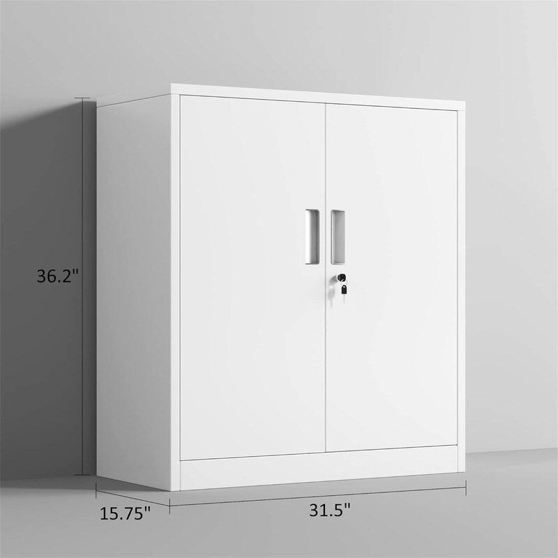 Armoire de rangement métallique verrouillable à 2 portes avec étagères réglables